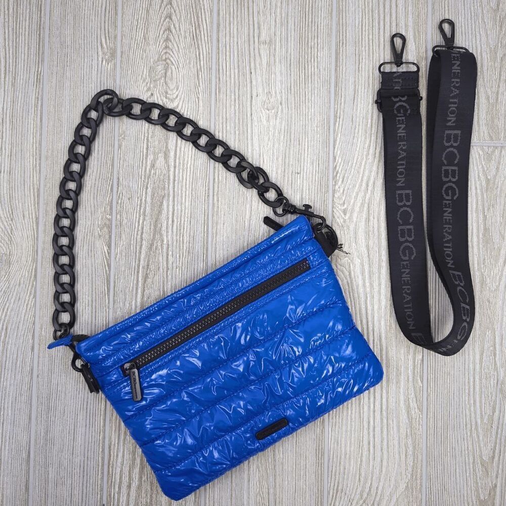 BCBGeneration Women's Convertible Blue Nylon Crossbody Shoulder Bag Purse